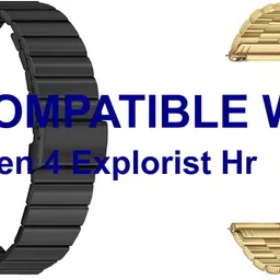ACM WSM20H22BKGL1047 Pack of 2 Watch Strap Adjustable Steel 22mm for Fossil Gen 4 Explorist Hr Smartwatch (Black/Champagne Gold) Smart Watch Strap image 1