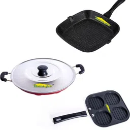 home-pro Grill Pan , Uttapam & Appam Red | Pot Pan Set | Bakelite Handle Grill Pan 25.5 cm diameter 1 L capacity-picture-30