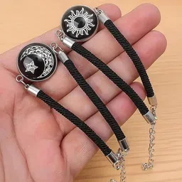 lovemi movements Fabric, Stainless Steel Silver Bracelet Set image 3