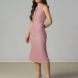 selvia Women Bodycon Pink Below Knee Dress image 3