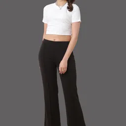 fithub Women Regular Fit Black Cotton Blend Trousers image 5