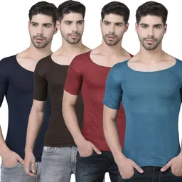 Pack of 4 Dollar Lehar Combed Cotton Men's Multicolour Vest Men Vest image 1