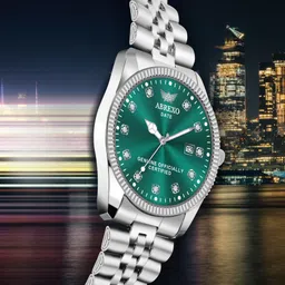 abrexo Pilot Series Date Working Round Olive Green Dial Quartz Mechanism Watch For Boys Analog Watch - For Men Abx7777-SL GN RX image 2