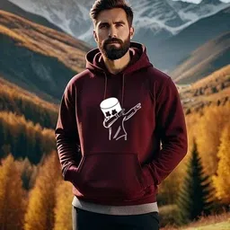 ecorunner Men Printed Hooded Neck Maroon Sweater-picture-13