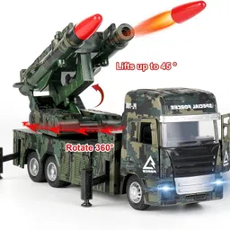 dikuji enterprise Missile Launcher Truck Military Vehicle Lights Sounds Pull Back Car metal image 3