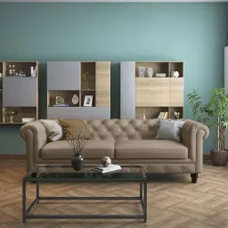 urban ladder create Winchester 3 Seater Leather Sofa (Cappuccino) image 3