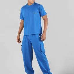 chkokko Men Top & Pyjama Set Blue Solid image 4