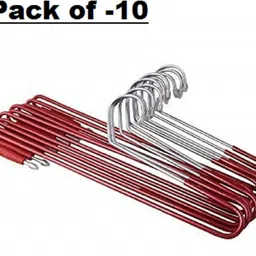 Stainless Steel Saree Hanger with Lower Band Lock for Wardrobe (red & Silver) Steel Saree Pack of 10 Hangers For Saree-image-68