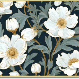 White Floral Botanical Wall Decor | Elegant Garden-Inspired Bloom Pattern-image-66