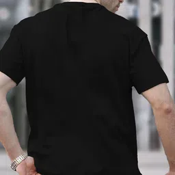 tripr Men Solid Round Neck Cotton Blend Black T-Shirt image 2
