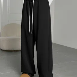 dockstreet Women Solid Black Track Pants-picture-46