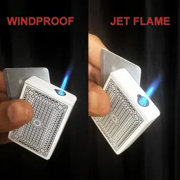 fastidious Refillable White Ace of Spade Premium Design Windproof Jet Flame Lighter Slider Pocket Lighter image 4