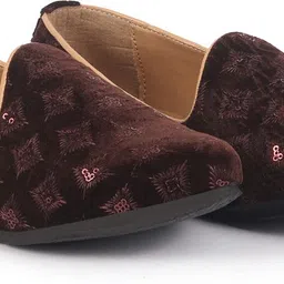 fausto Embroidery Sequin Ethnic Slip On Juttis for Wedding|Traditional Sherwani Shoes Mojaris For Men-picture-27