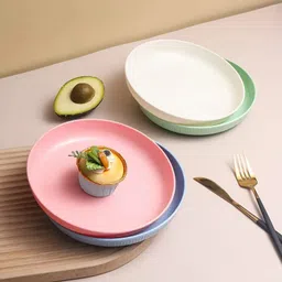 kitchantique 9.05" Unbreakable Wheat Straw Plates-Ideal for Salad,Pasta,Snacks & Dinner Party Dinner Plate image 3
