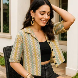 vairagee Women Boxy Fit Striped Lapel Collar Casual Shirt image 3