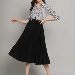 jash creation Women Fit and Flare Black Below Knee Dress-picture-12