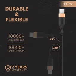 DURACELL Type C 1.2 m USB C To Type C, 4A Braided Sync & Quick Charging Cable, 3.9 Feet (1.2M) image 5