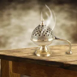 zanaat Home Deco Purifying Brass Dhuna Loban Burner Iron Candle Holder image 3