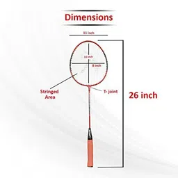 hipkoo sports Junior BR-01 Badminton Racquet Set of 2 (Red) with pack of 3 plastic shuttlecock Badminton Kit image 2