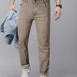 just black Men Relaxed Fit Mid Rise Brown Jeans image 1