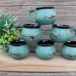 laghima jadon Pack of 6 Ceramic Tea/Coffee Cups Coffee/Tea Cup Matka Shape 130 ML image 2