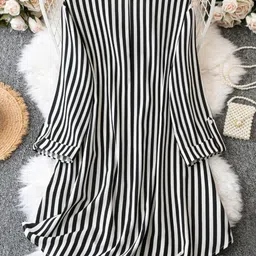 upome Women Shirt Black Knee Length Dress image 2