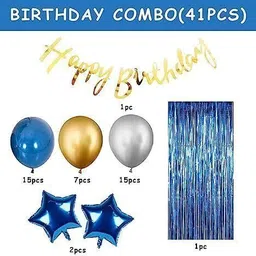 acril Blue Theme Happy Birthday Decoration items kit Combo for Boys, Husband image 2