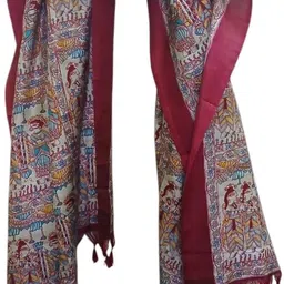 praaj Pure Silk Printed Maroon Women Dupatta image 1