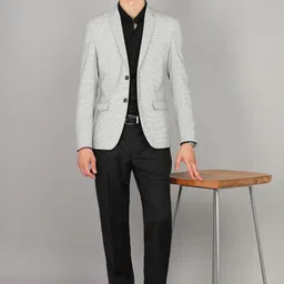 park avenue Men Self Design Single Breasted Formal Blazer image 2