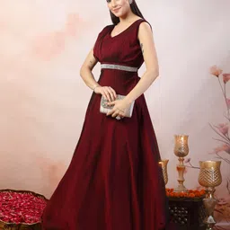 stylum Women Ethnic Dress Purple, Maroon, Red Maxi/Full Length Dress image 5