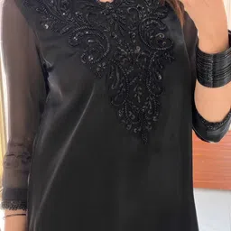 avadh creation Women Embroidered Crepe A-line Kurta image 4