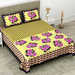 bharatlinen Polyester Super King Flat 6 TC Printed Bedsheet-picture-12