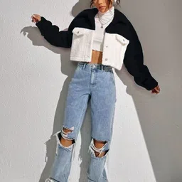 fin win Women Colorblock Casual Jacket image 4