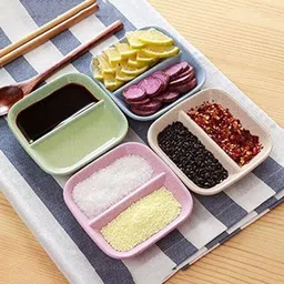 sugaalsu 2-in-1 Wheat Straw Sauce Dishes for Condiments, Seasonings, Chutneys & Side_Ne Chutney Plate image 4