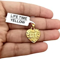 heart shape maa pendent with 24" chain Gold-plated Brass Locket Set-image-0