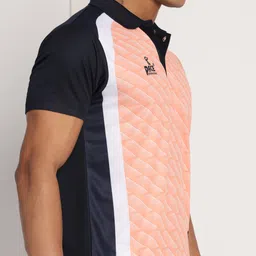 pace international Men Colorblock Polo Neck Polyester Dark Blue, Blue T-Shirt image 5