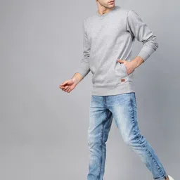 roadster Men Full Sleeve Solid Sweatshirt image 4