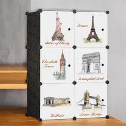 6 Door 6 Shelf Plastic Metal Collapsible Wardrobe, Clothes, Shoes,etc. Organiser PP Collapsible Wardrobe-image-0