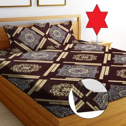 exfab 240 TC Cotton Double Printed Fitted (Elastic) Bedsheet image 1