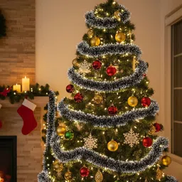 khusha creations Frosted Pine Christmas Garlands for Home Decoration & Festival Decoration Hanging Ornaments Pack of 5 image 3