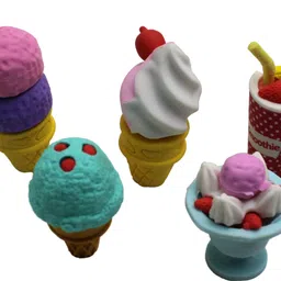 neoinsta shopping Set of 5 or 5pc different shape of ice cream erasers set with juice eraser kids Non-Toxic Eraser image 2
