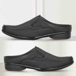 house of common Synthetic Leather Black Formal Mule/Clogs Office Shoes For Men-picture-15