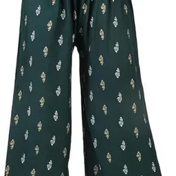 Women Regular Fit Dark Green Viscose Rayon Trousers-image-1