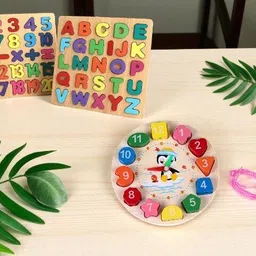 vhd Wooden Kids Learning Puzzle Board Combo with Numbers, Alphabets & Clock E80-picture-22