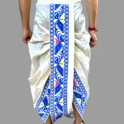 AMIT ONLINE Jamdani Border Ready To wear Self Design Men Dhoti image 2