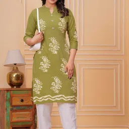 Women Printed Pure Cotton A-line Kurta-image-78