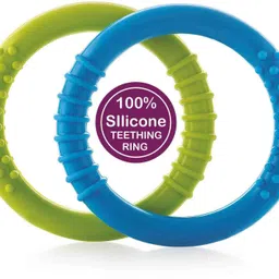 beebaby Soft Silicone Ring / Loops Teether - Pack of 2 (Blue & Green) 3M+ Teether-picture-25