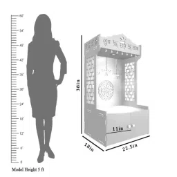 homscape Timeless Wooden Mandir For Home With Spacious Shelf Inbuilt Focus Light White image 2