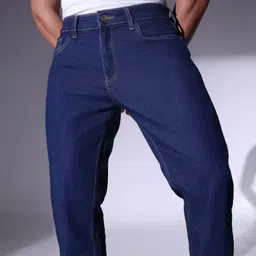 houseofcommon Men Regular Mid Rise Dark Blue Jeans image 4
