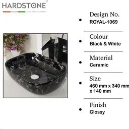 hardstone Designer Ceramic Wash Basin Table Top Ceramic Wash Basin/Vessel Sink (13x18x5.15 INCH ) Table Top Basin image 5